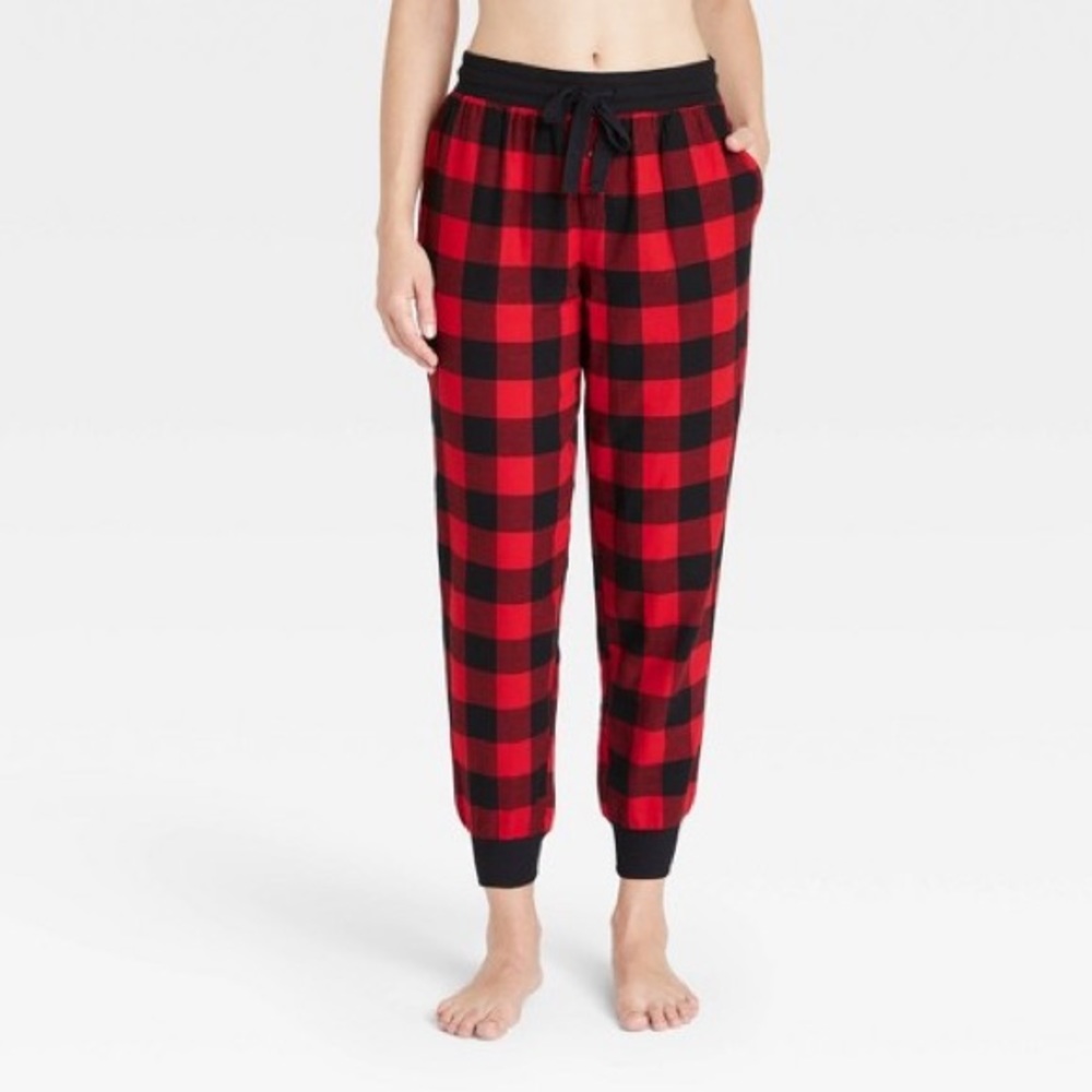 Red and black flannel pajama pants